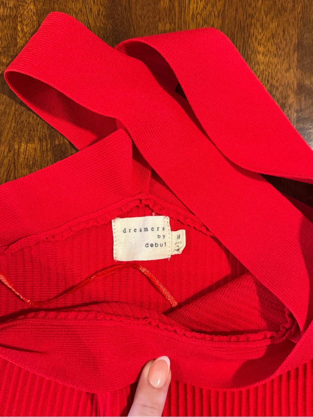Women’s Red Ribbed Halter Crop Top - Picture 7 of 7